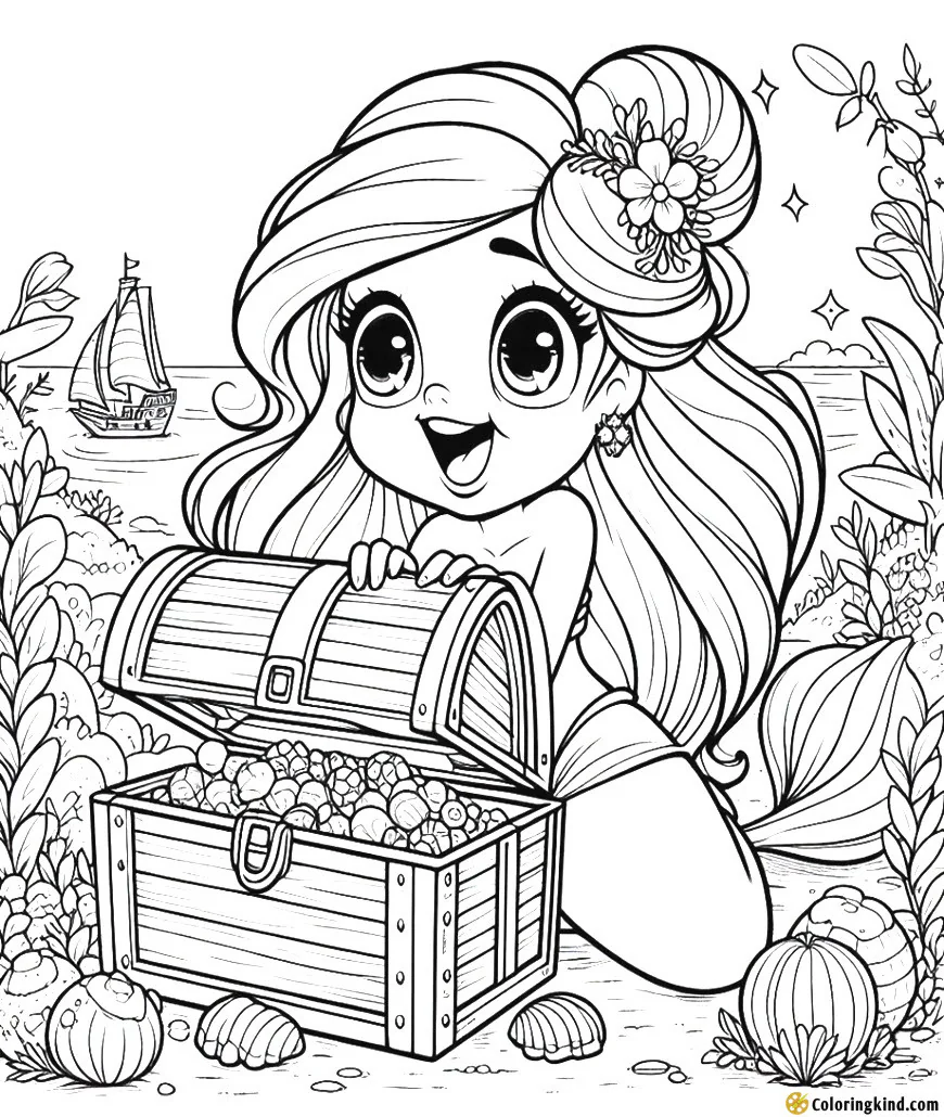 Cute Ariel Finds Treasure Chest
