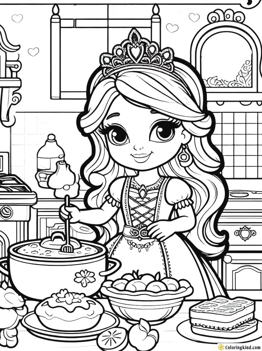 Princess Works in the Kitchen Coloring