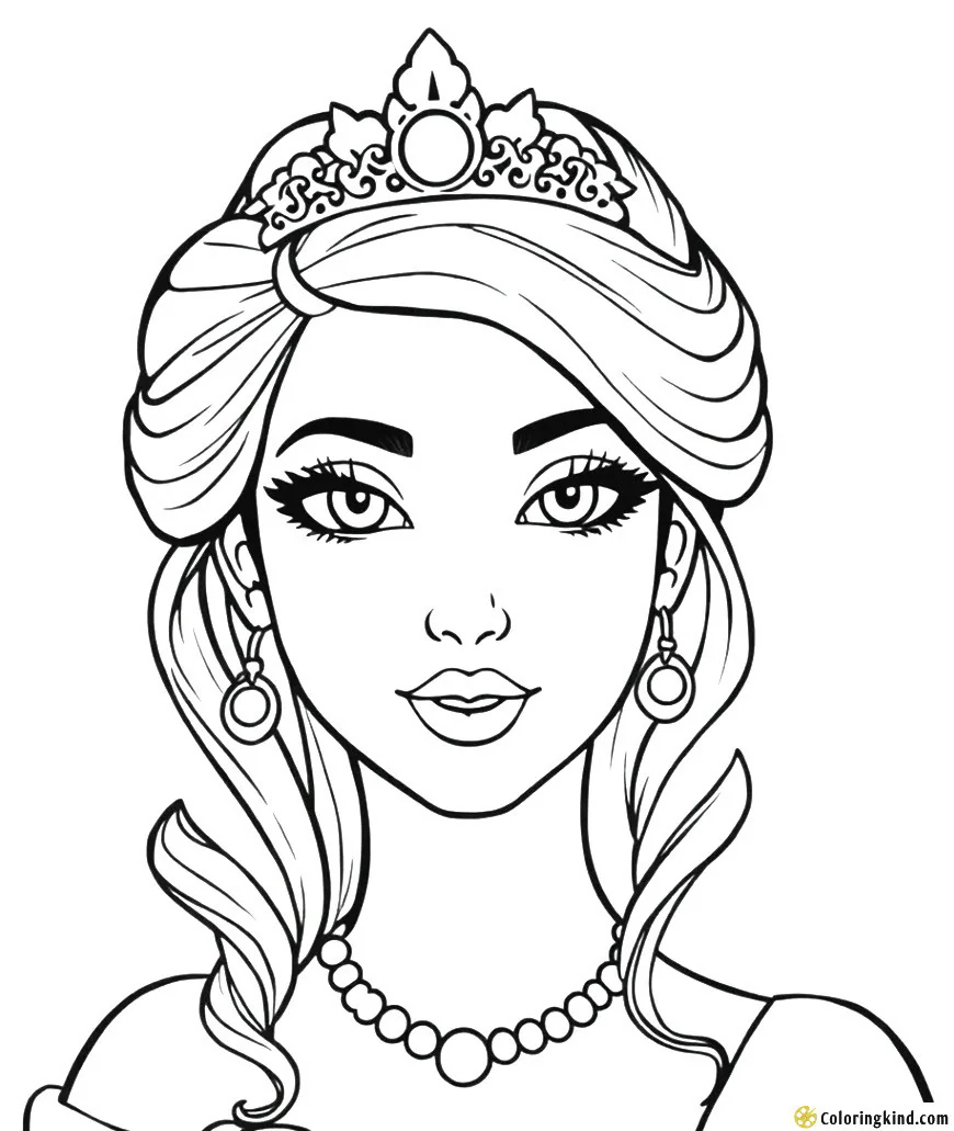 Princess portrait for coloring