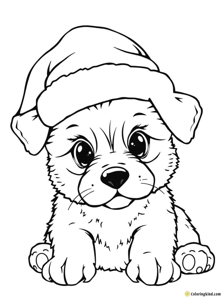 Puppy with a Santa hat sheet