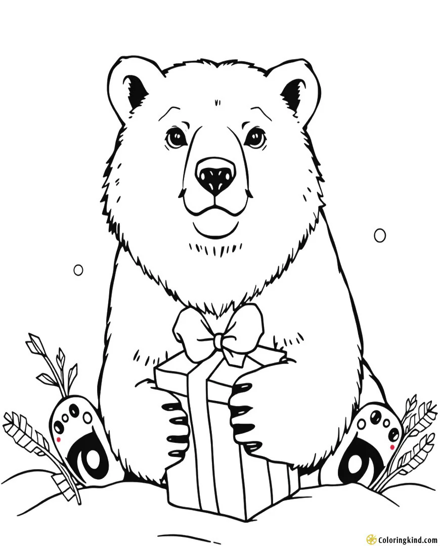 Polar bear with a xmas gift