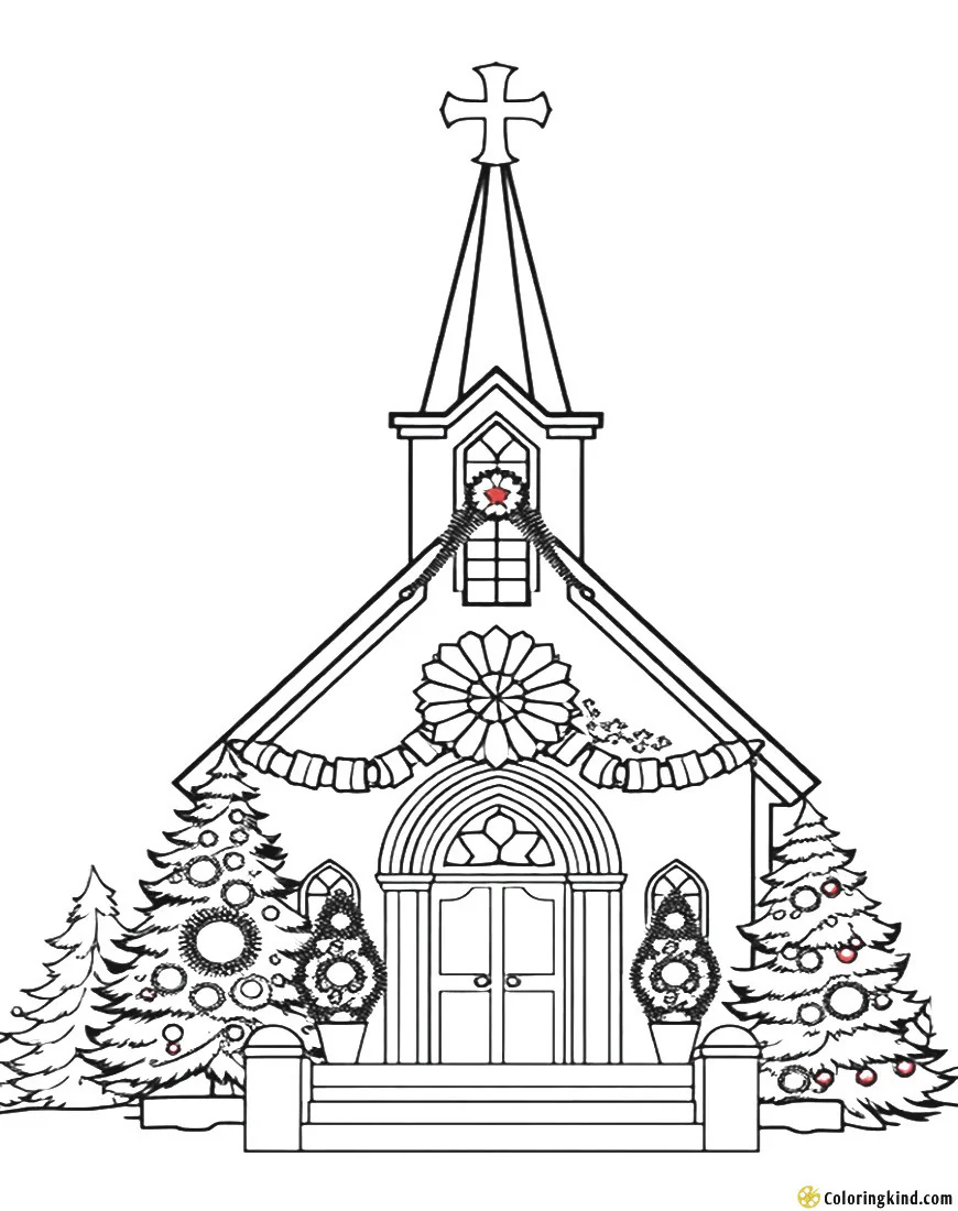 Church decorated for Christmas