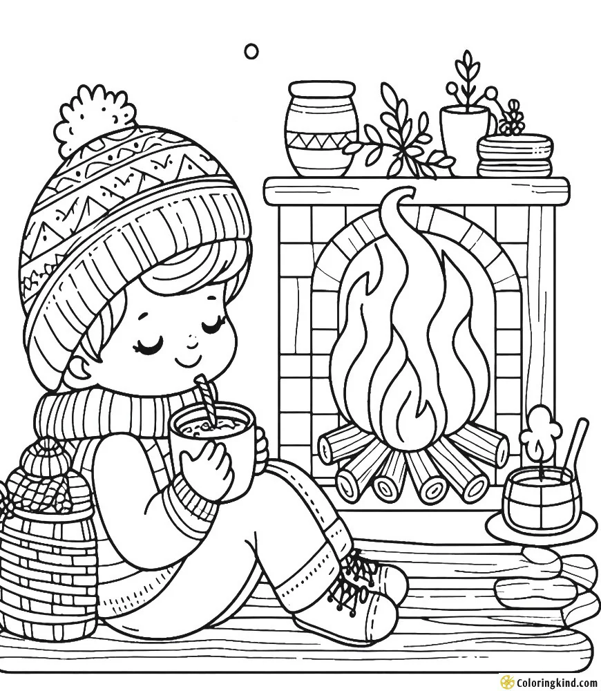 Drinking hot cocoa by the fire on Christmas Eve