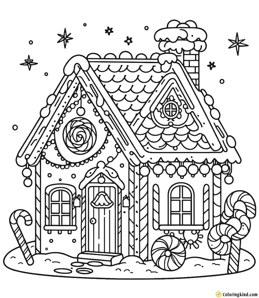 Gingerbread house with candy decorations