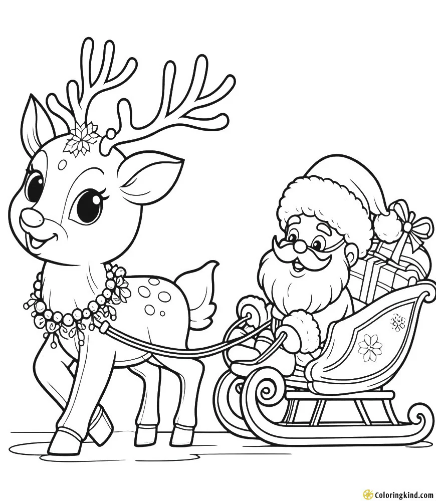 Reindeer pulling Santa’s sleigh