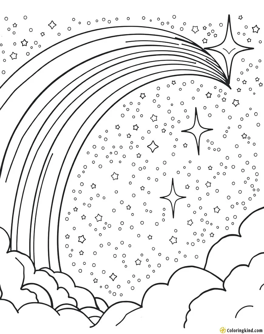 Rainbow and stars twinkling in a galaxy