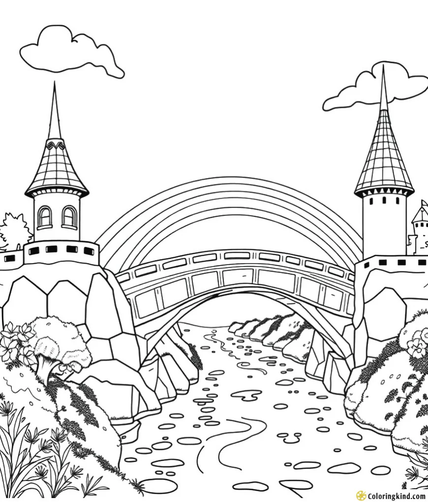 Rainbow bridge in a magical kingdom