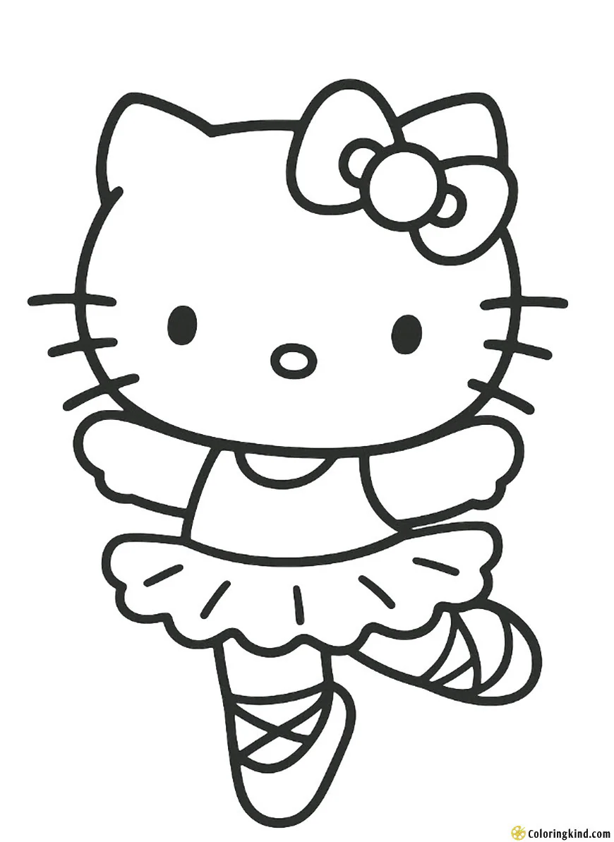 Hello Kitty doing ballet in a tutu