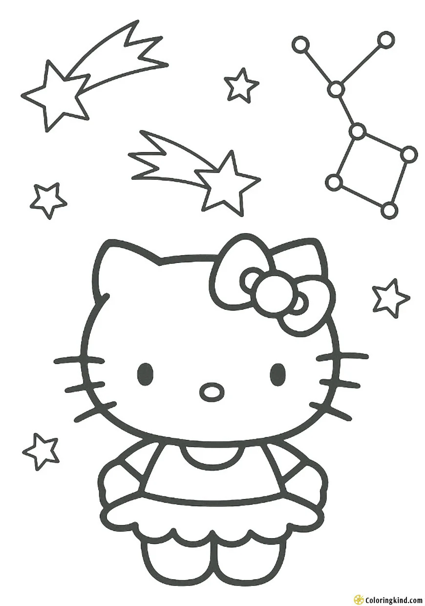 Hello Kitty with shooting stars and constellations