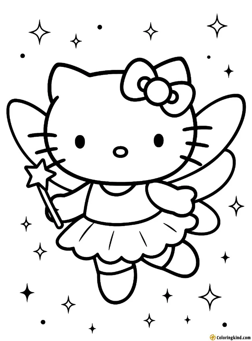 Hello Kitty as a fairy with sparkling wings