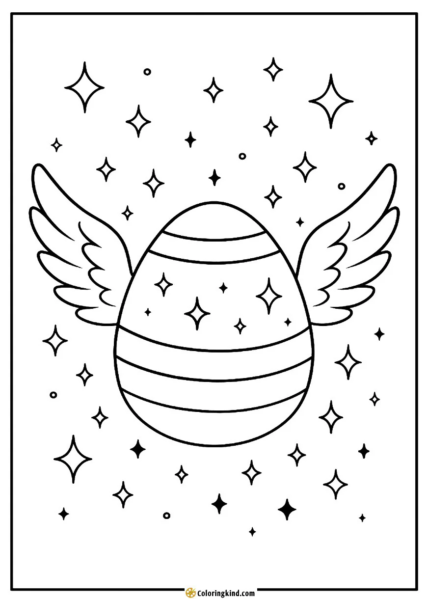 A magical Easter egg with wings and sparkles