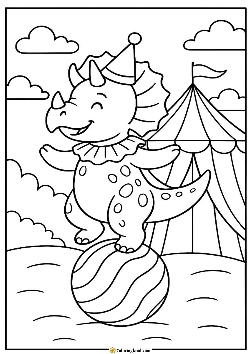 Circus dinosaur balancing on a ball