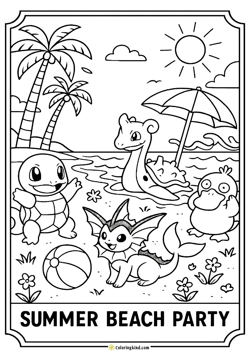 Summer Beach Party with Water-Type Pokémon