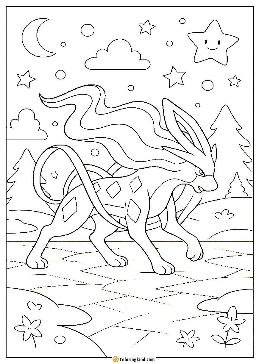 Suicune Running on a Frozen Lake