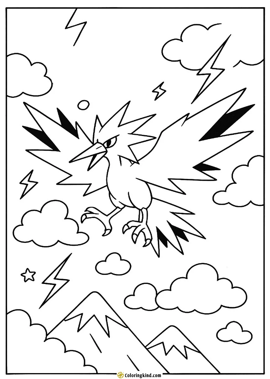 Zapdos Soaring in a Thunderstorm Sky