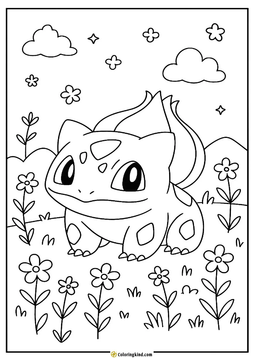 Bulbasaur in a Field of Flowers