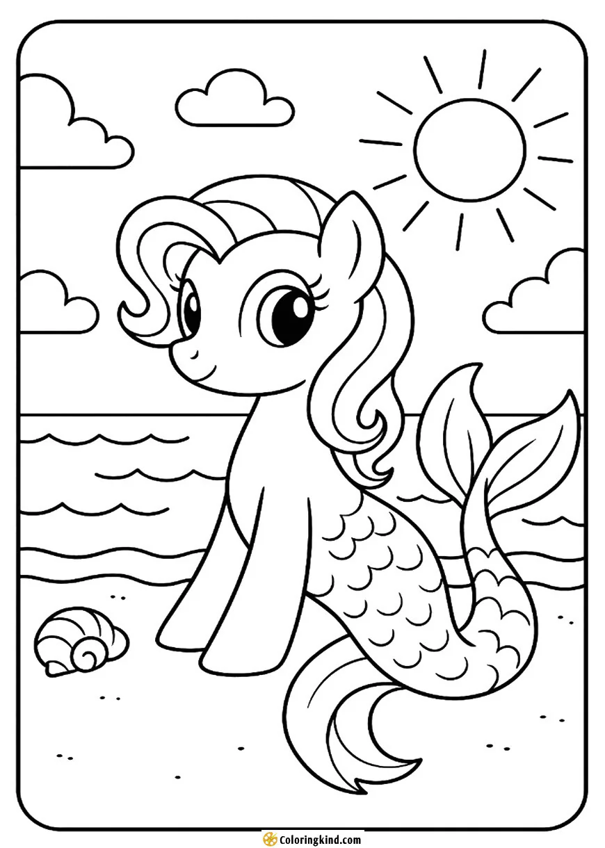 Sea Swirl Mermaid Pony by the Shore