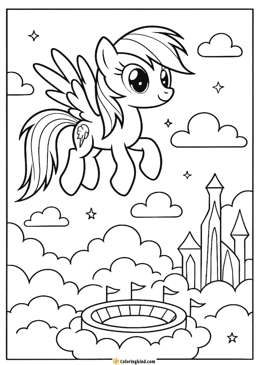 Rainbow Dash Above Cloudsdale Stadium