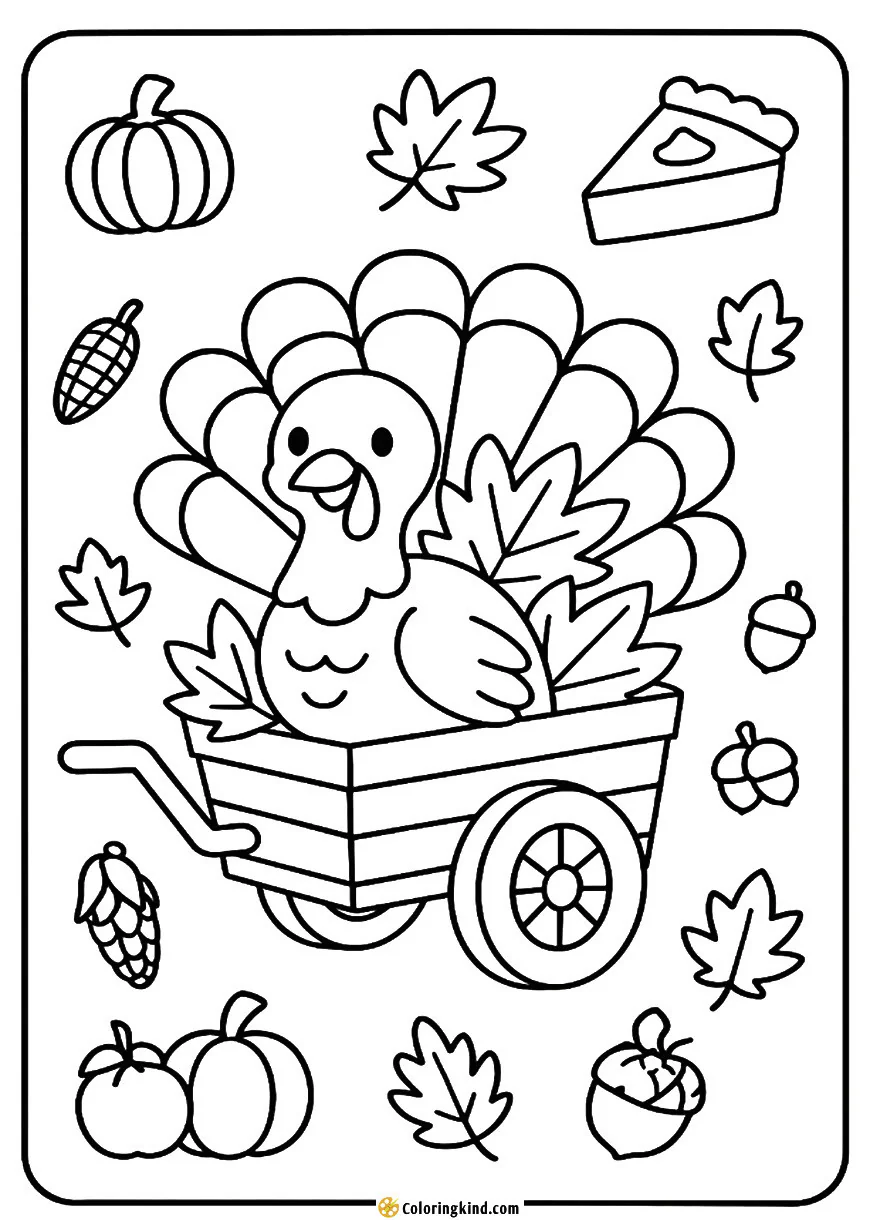 Turkey in a Wagon of Leaves