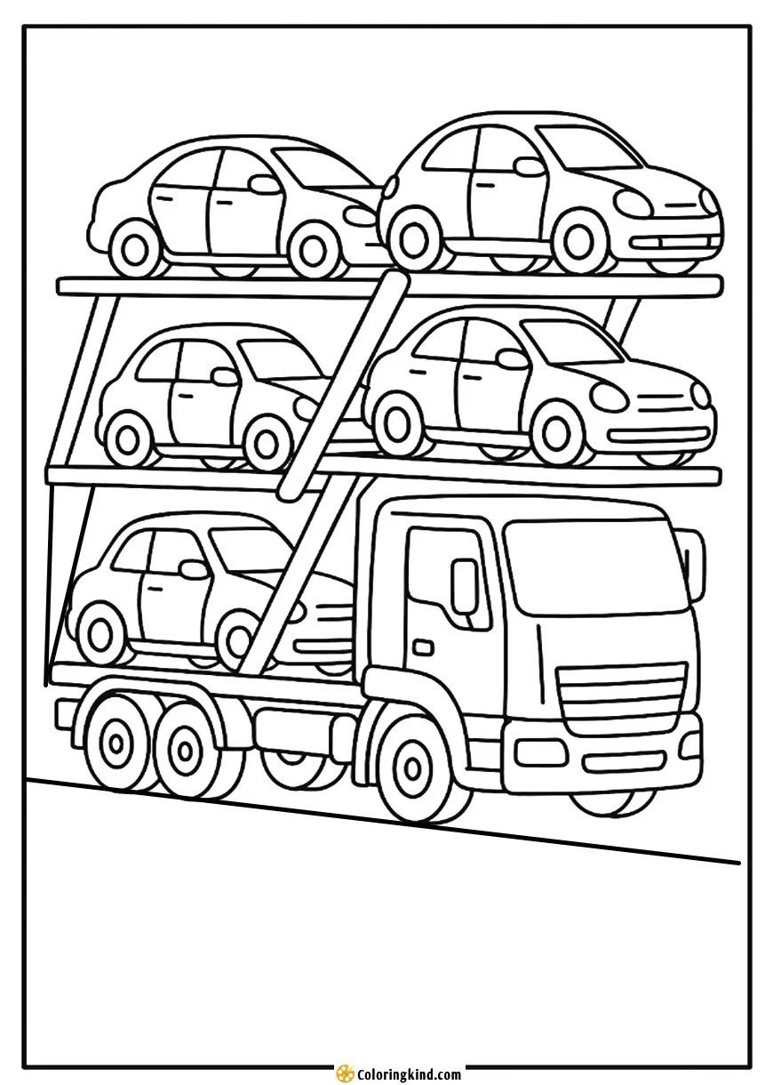 Car Carrier Truck Loaded with Cars
