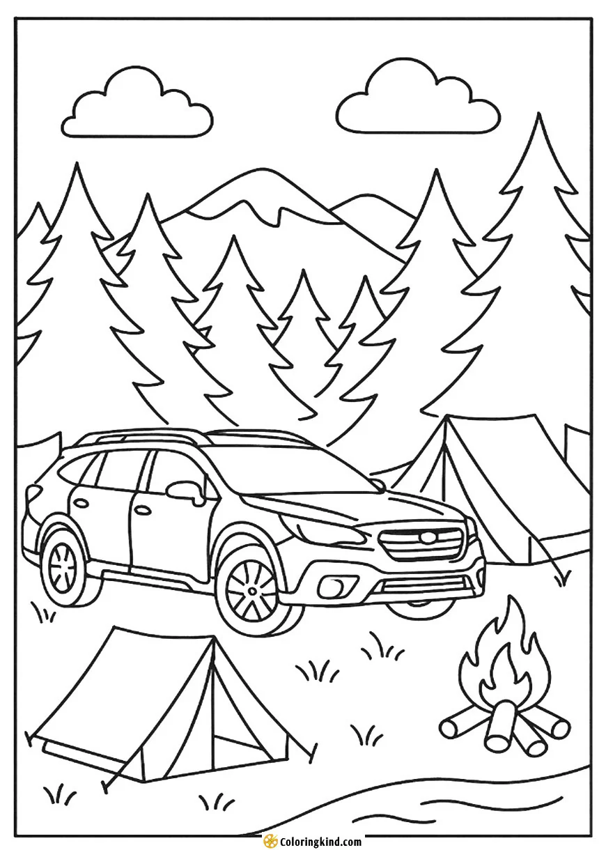 Subaru Outback Camping in the Woods