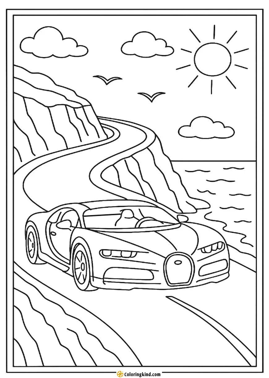 Bugatti Chiron on a Clifftop Coast Road