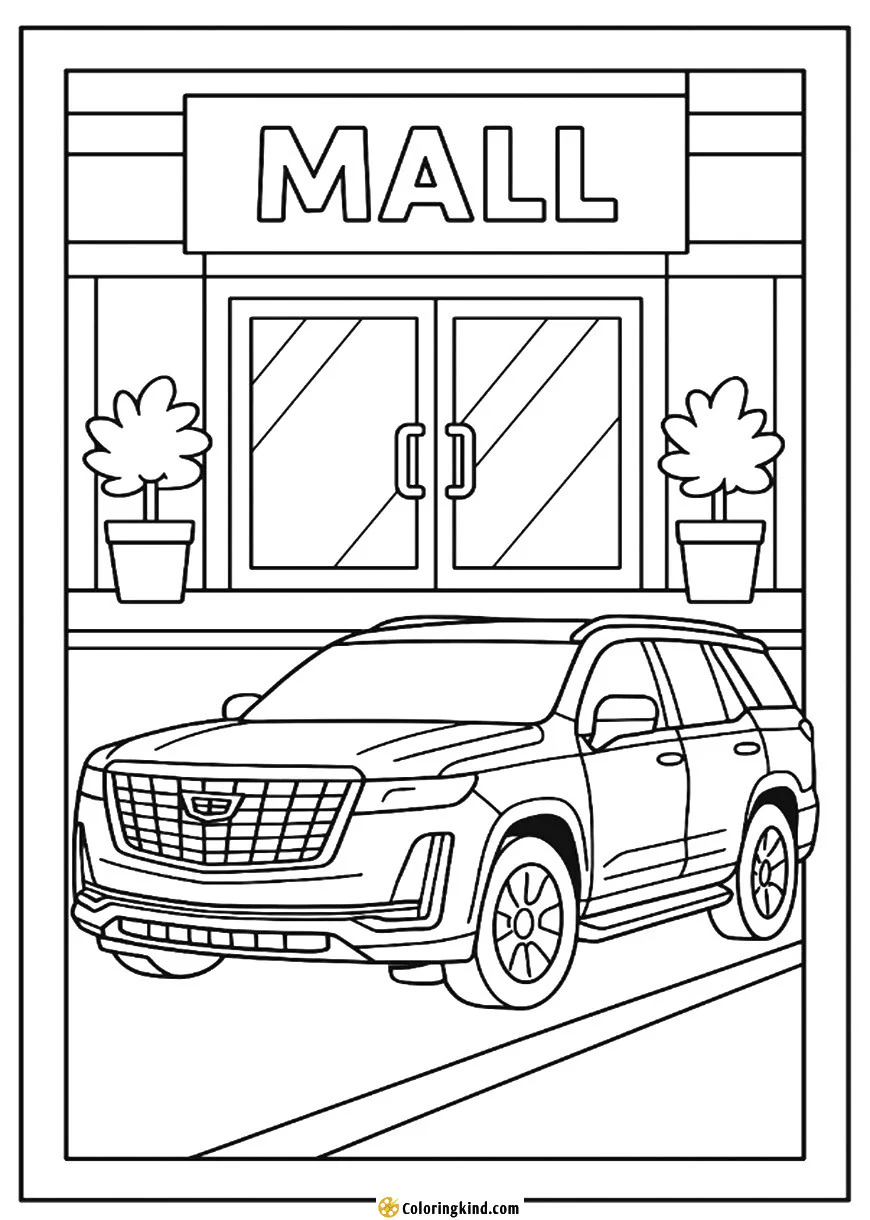 Cadillac Escalade at a Shopping Mall Entrance