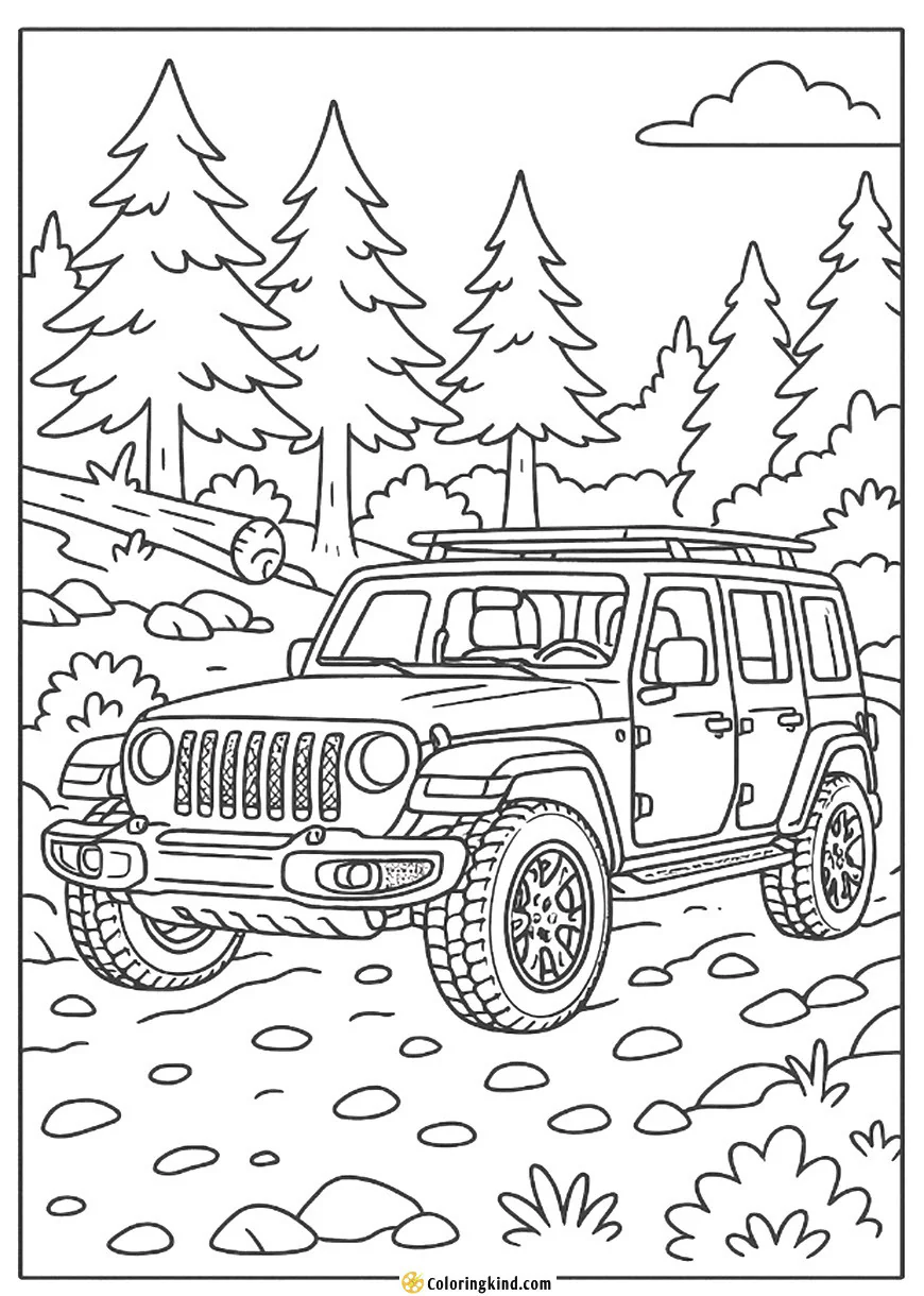 Jeep Wrangler on a Forest Trail