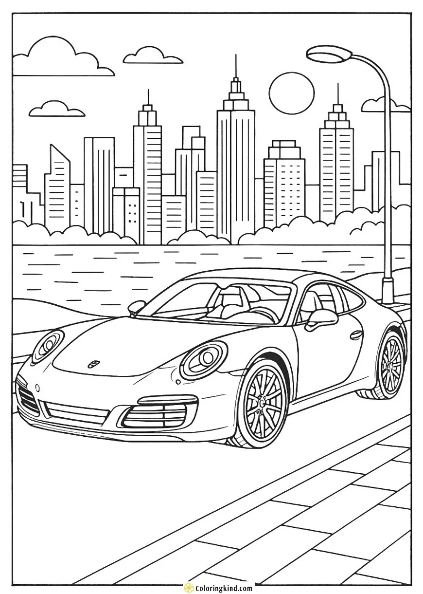 Porsche 911 under a City Skyline
