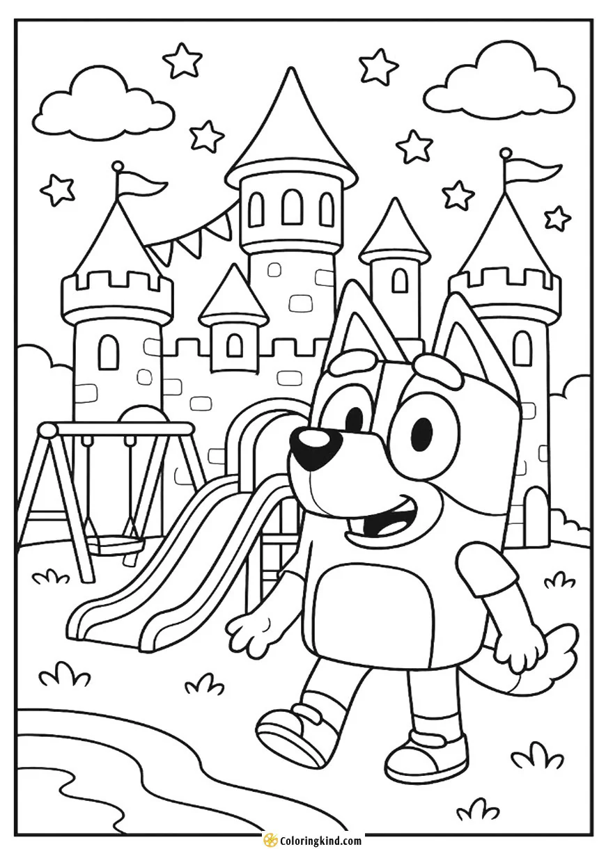 Bluey in a Magical Castle Playground