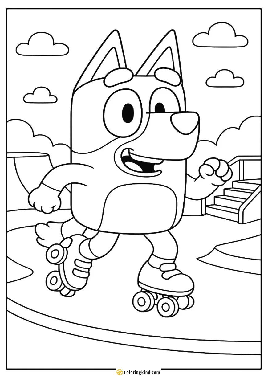 Bluey Roller-Skating in the Skate Park