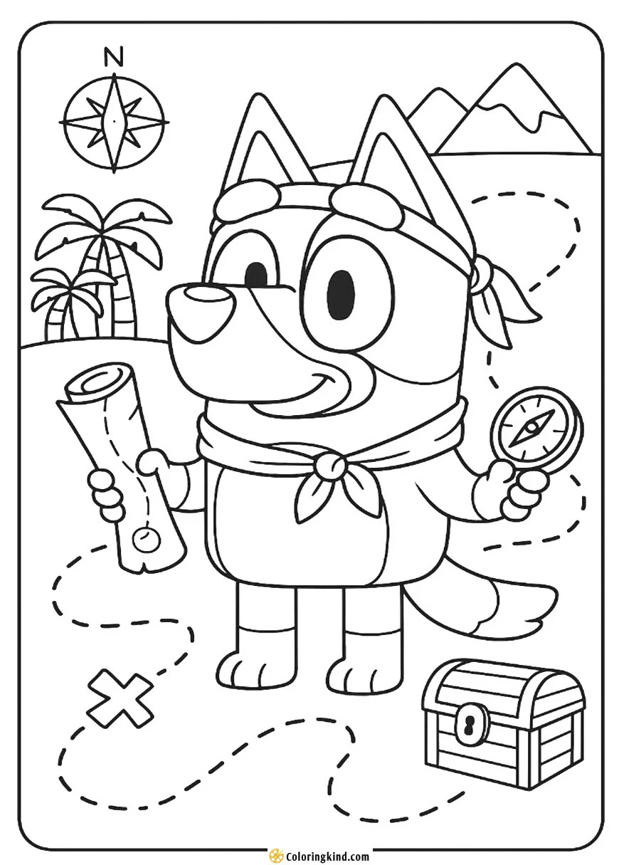 Bluey on a Treasure Hunt Map Background