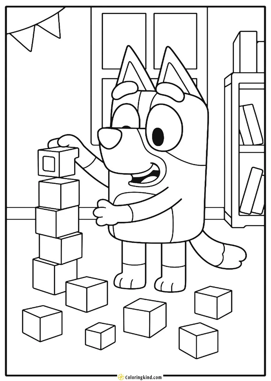 Bluey Stacking Blocks in the Playroom