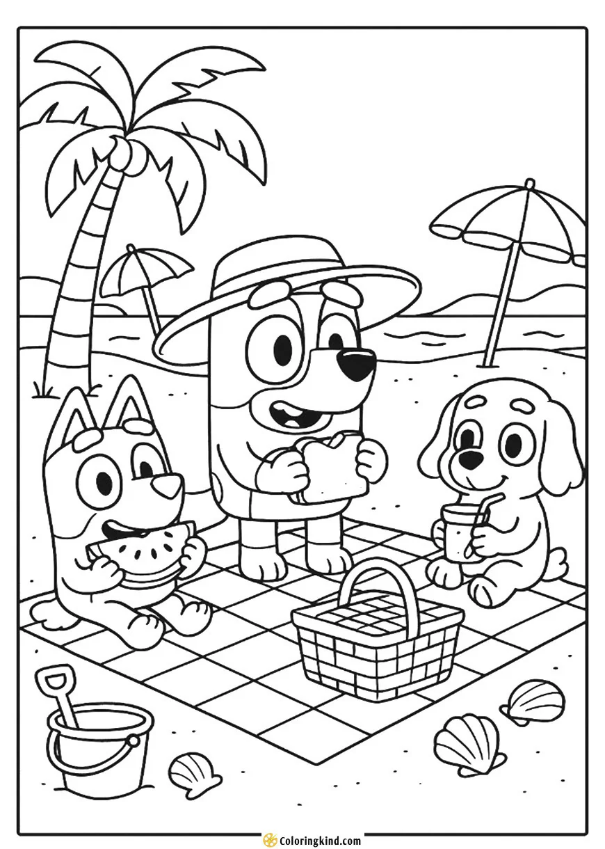Bluey and Friends on a Beach Picnic