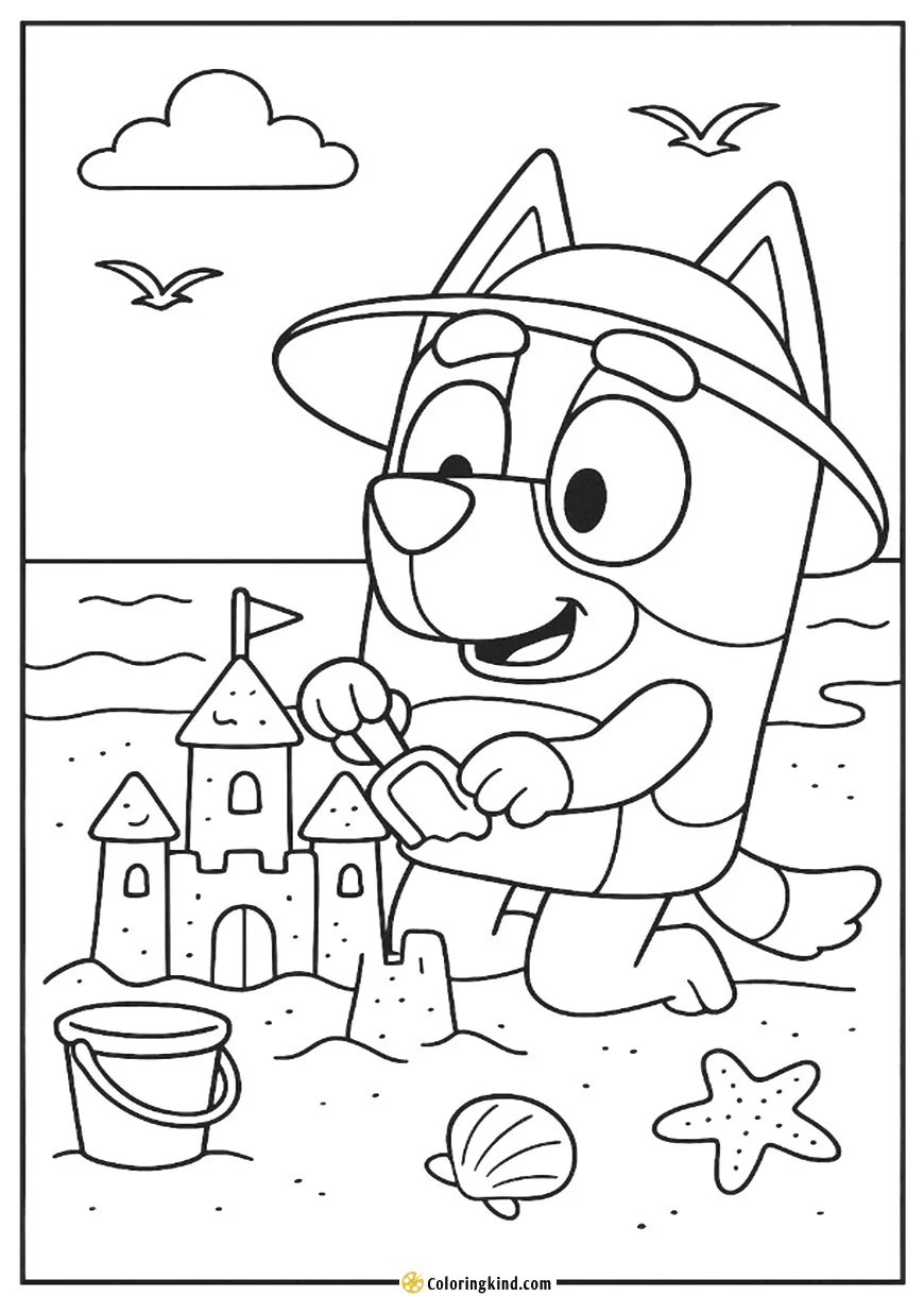 Bluey Building a Sandcastle at the Beach