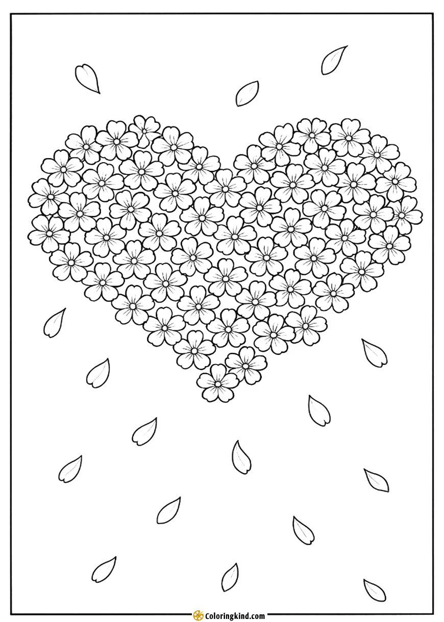 Tiny blossoms form a heart pattern raining gentle petals