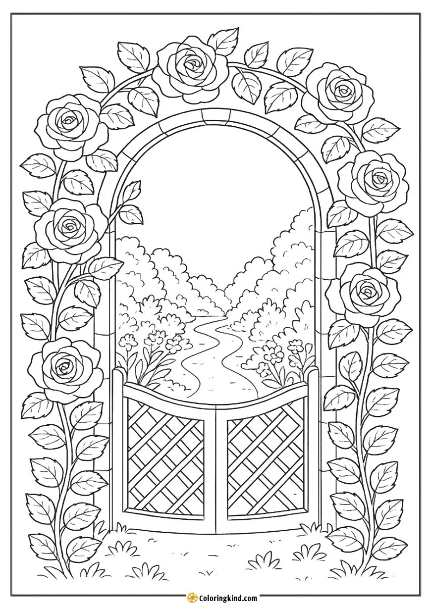 A rose-clad archway welcomes you into a secret garden of dreams