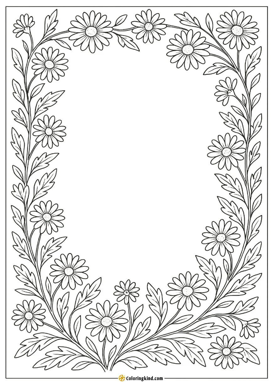 Delicate daisies weave a living frame around the open page