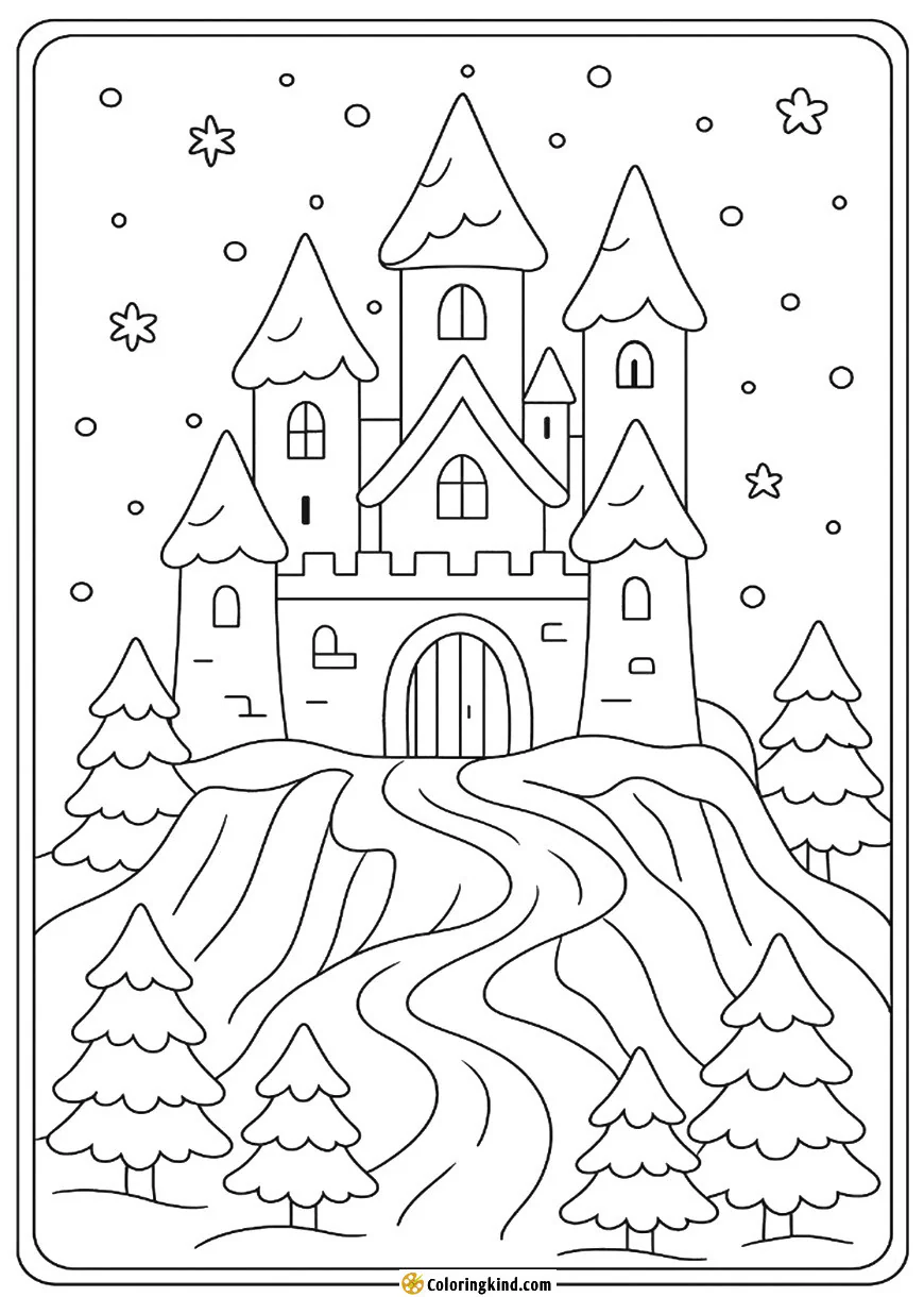 Enchanted Winter Castle on an Icy Hilltop