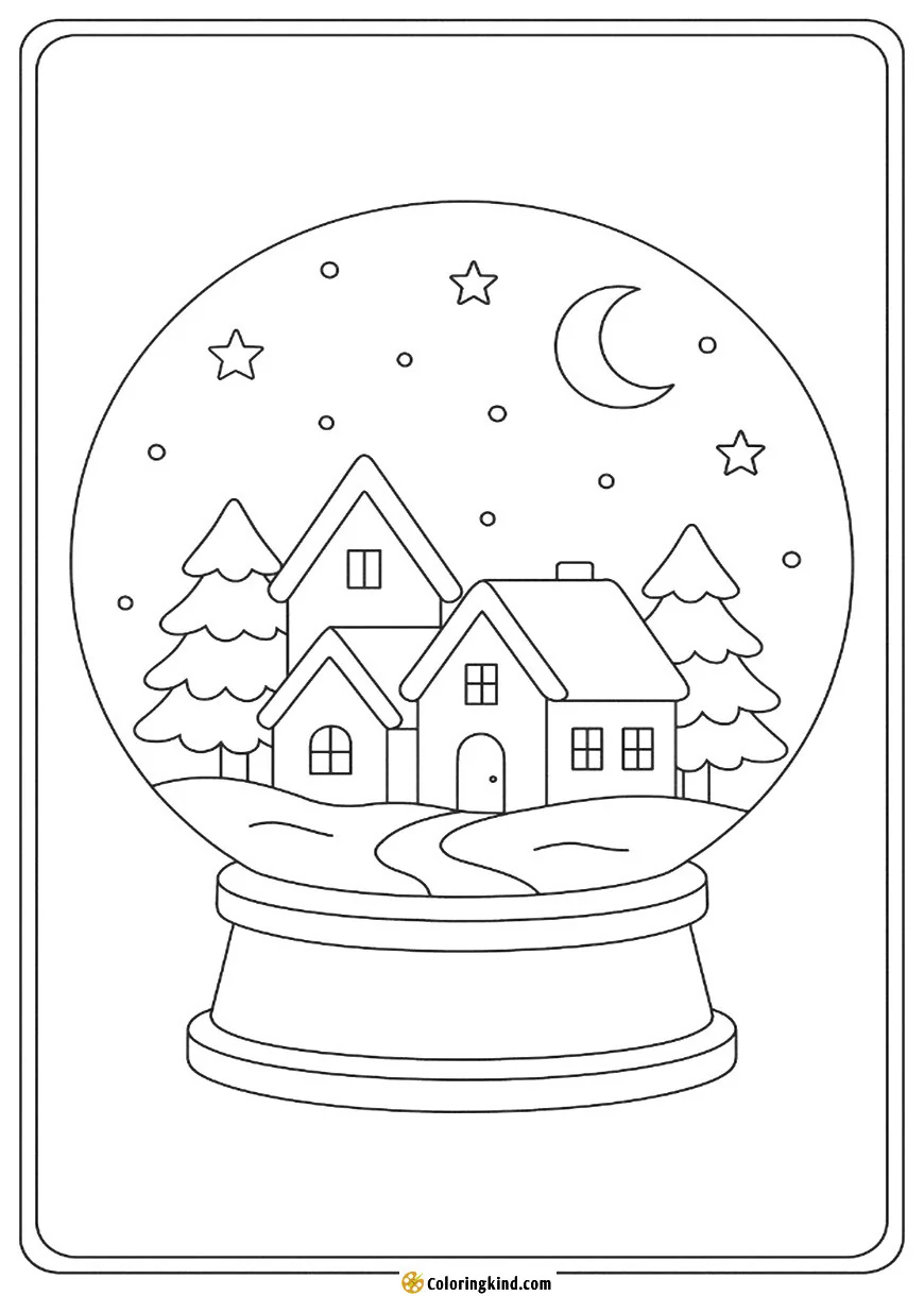 Snow Globe Village in Winter Twilight