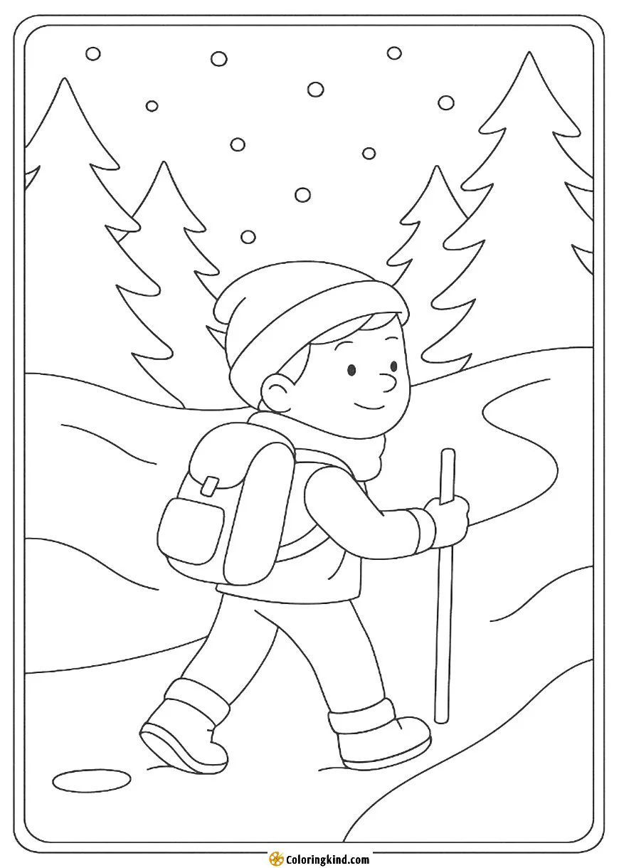 Snow Hike through a Forest Trail