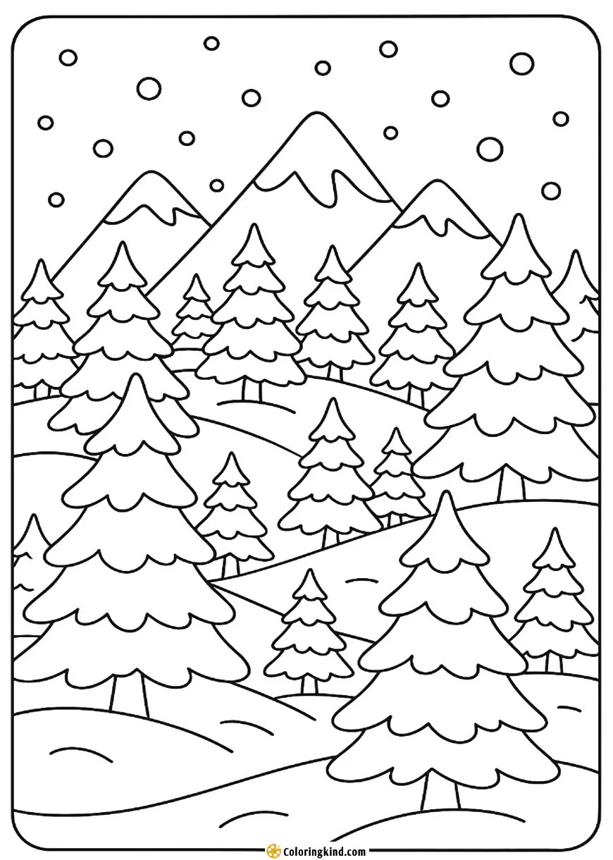 Snowy Pines in a Mountain Forest