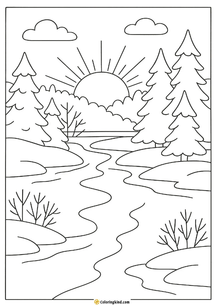 Winter Sunrise over the Frosty River