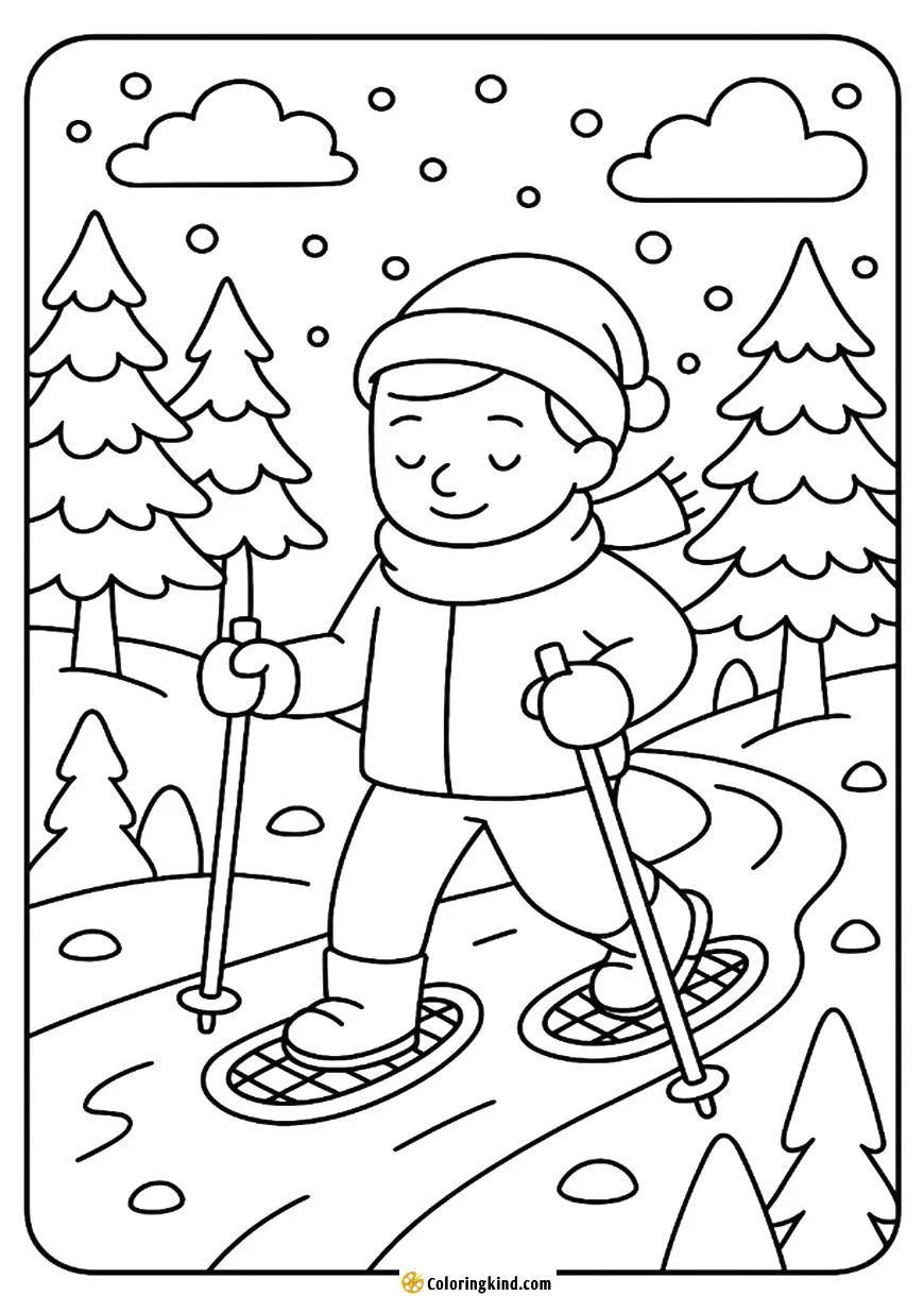 Snowshoeing Along a Frosty Trail