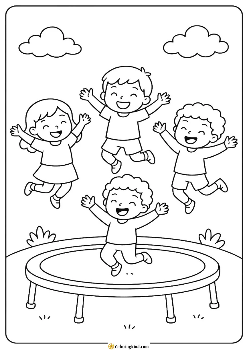Kids Jumping on a Trampoline