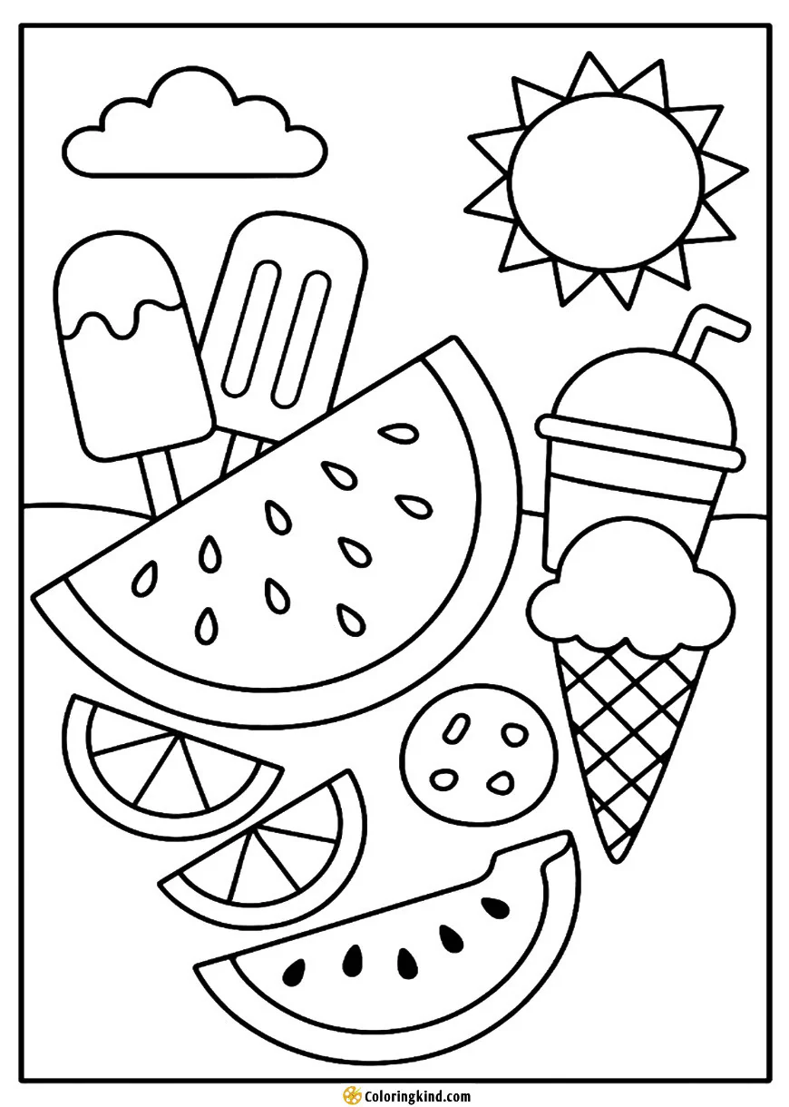 Watermelon Slice and Summer Snacks