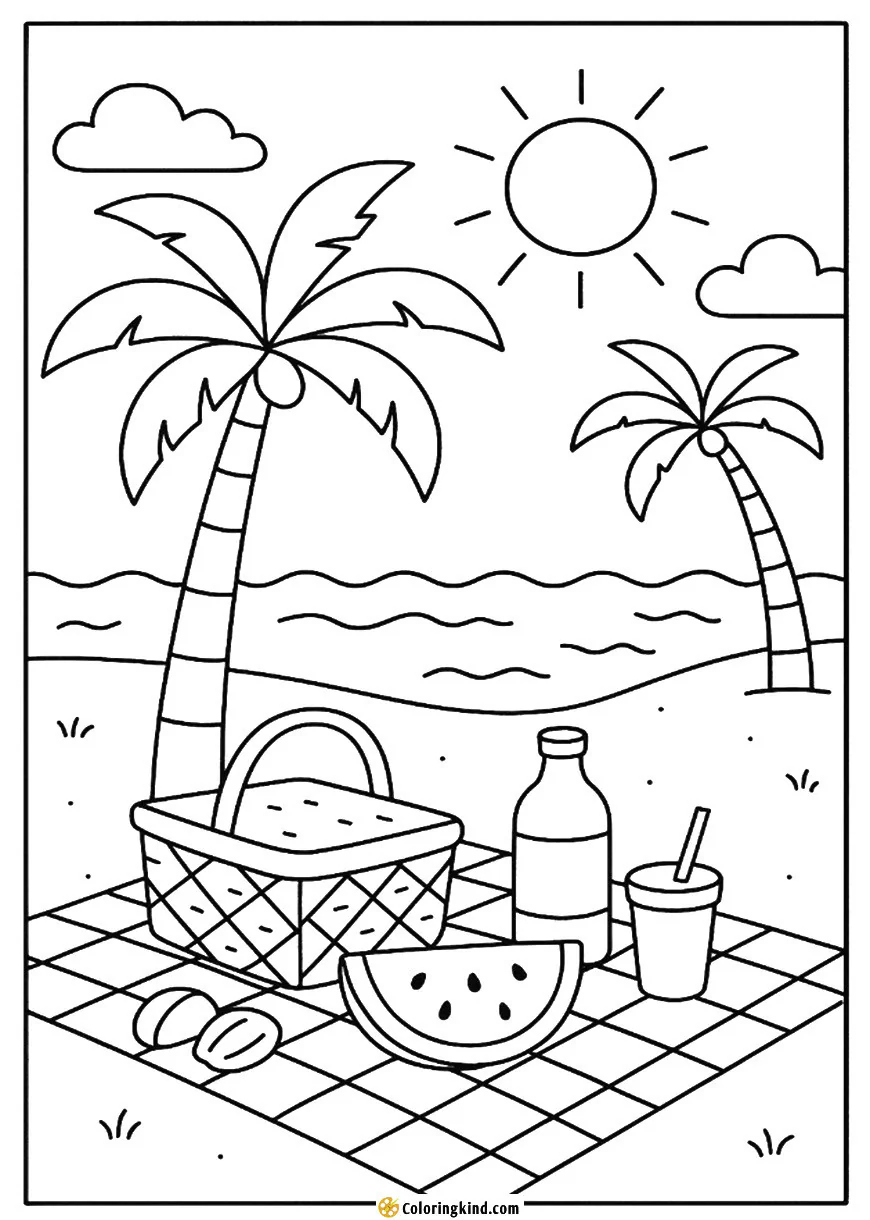 Beach Picnic Under a Palm Tree
