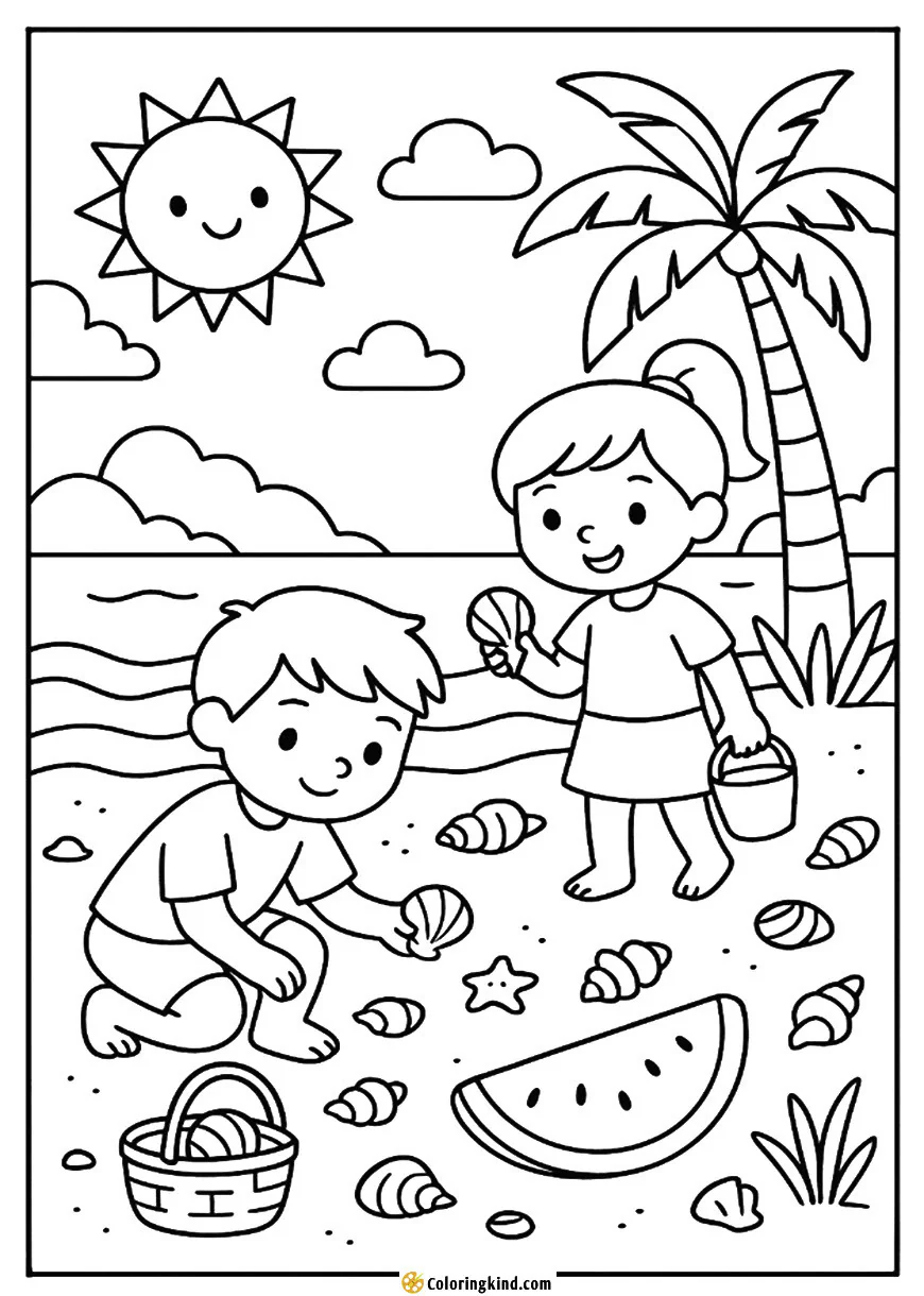Seashell Hunt on a Sunny Beach