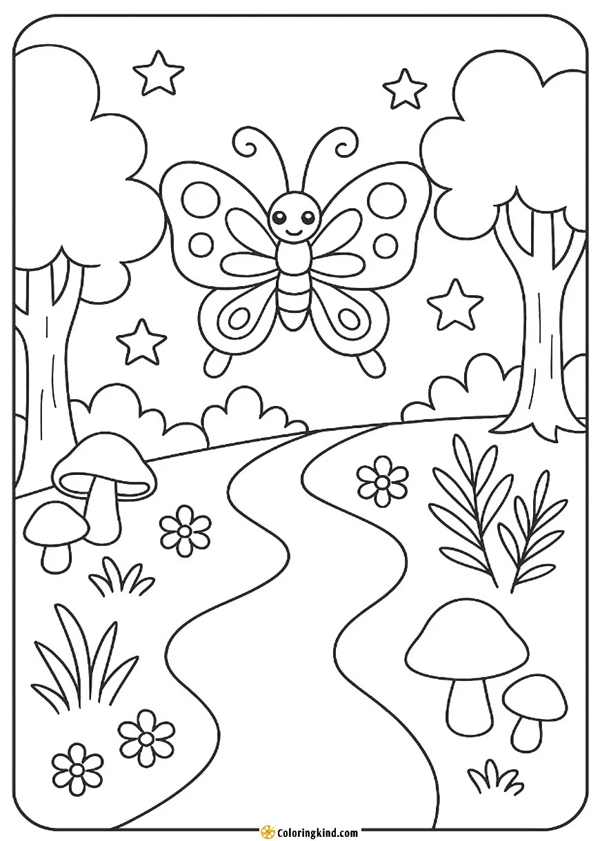 Butterfly Path in a Magical Forest
