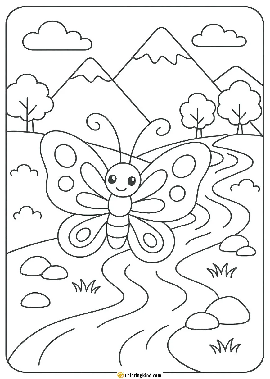 Butterfly Near a Mountain Stream